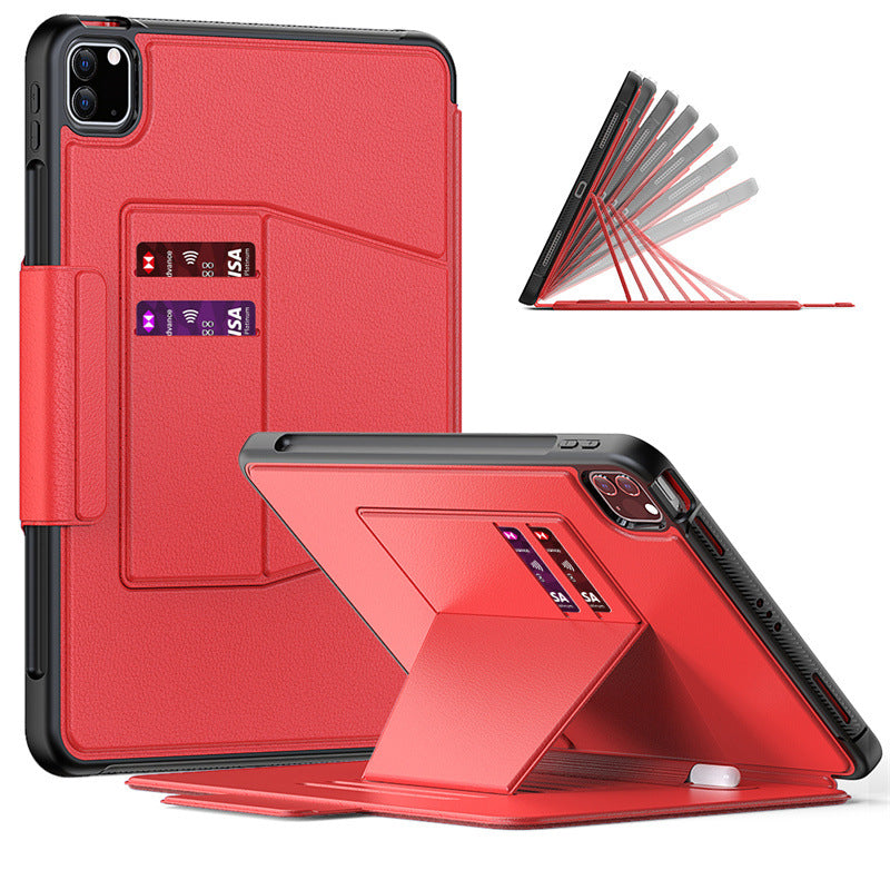 Built in Kickstand PU Leather Auto Sleep Smart Magnetic Tablet Case With Wallet Pencil Card Slot For iPad