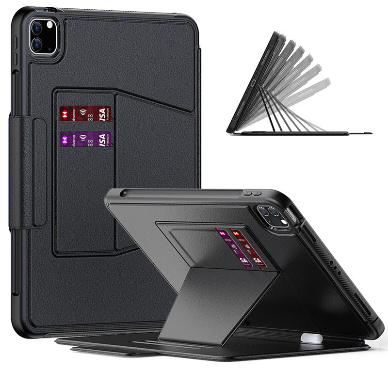 Built in Kickstand PU Leather Auto Sleep Smart Magnetic Tablet Case With Wallet Pencil Card Slot For iPad