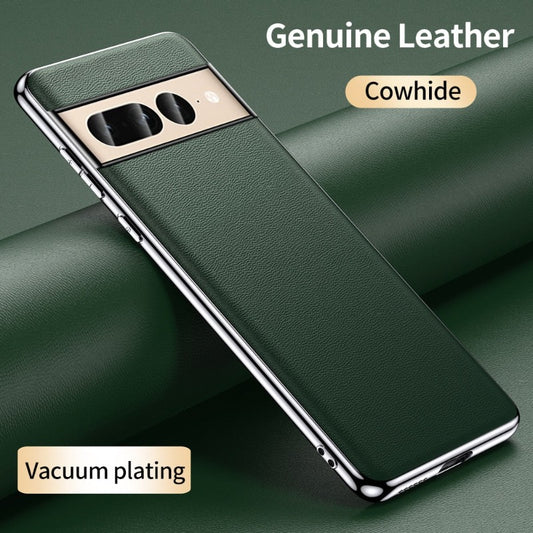 Cowhide Leather Plating Phone Case for Google Pixel 8 7