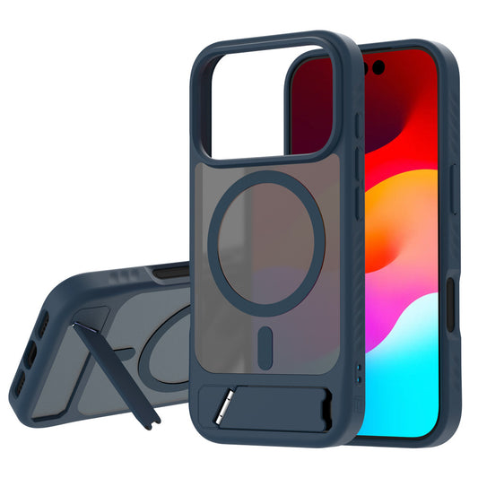 Matte Touch Magnetic Phone Case With Hidden Stand For iPhone