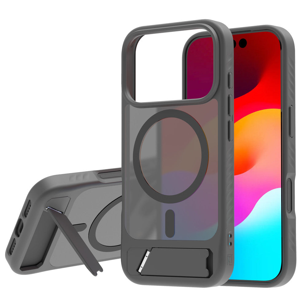 Matte Touch Magnetic Phone Case With Hidden Stand For iPhone