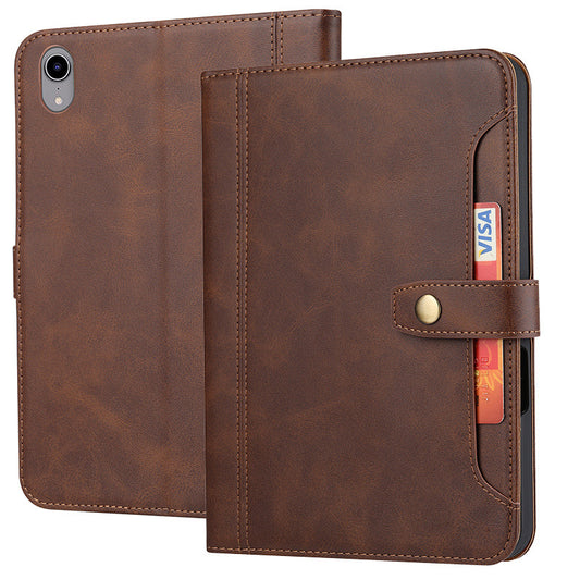 Leather Business Folio Tablet Case with Built-in Pencil Holder Auto Wake Sleep For iPad