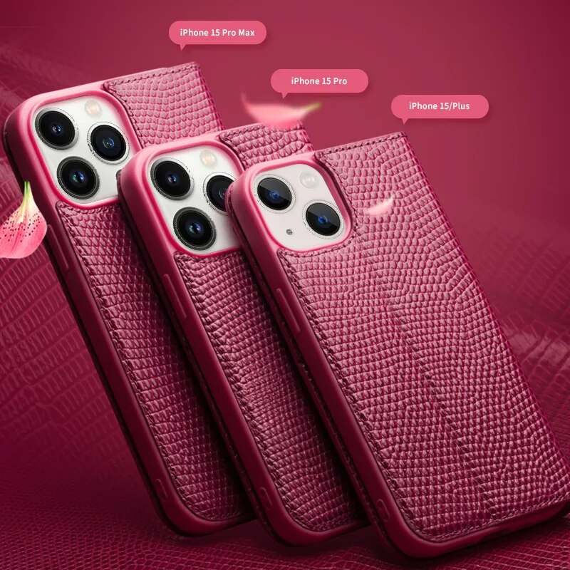 Luxury Women  Genuine Leather Flip Phone Case With Card Slot For iPhone