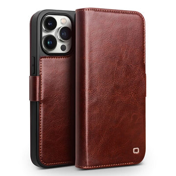 Genuine Leather Flip Phone Case With Card Slots For iPhone