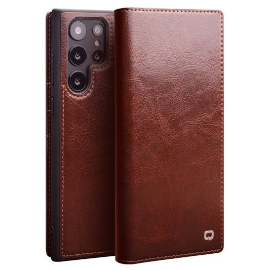 Business Style Genuine Leather Phone Case With Card Slots For Samsung S23