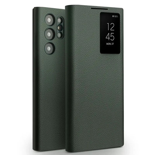 Genuine Leather Smart Ultra Light Phone Case with Smart View for Samsung Galaxy s24 s23