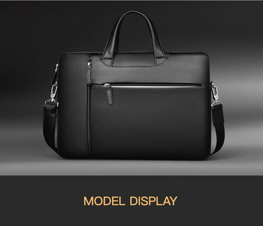 Hight Quality Leather Briefcase Business Style Waterproof Shoulder Bag For Macbook Pro