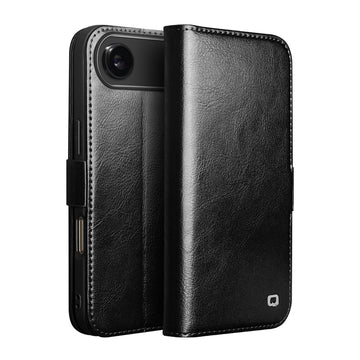 Slimline Magnetic Genuine Leather Phone Case With Card Slot For iPhone