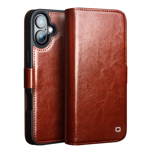 With Card Slots Genuine Leather Flip Phone Case For iPhone