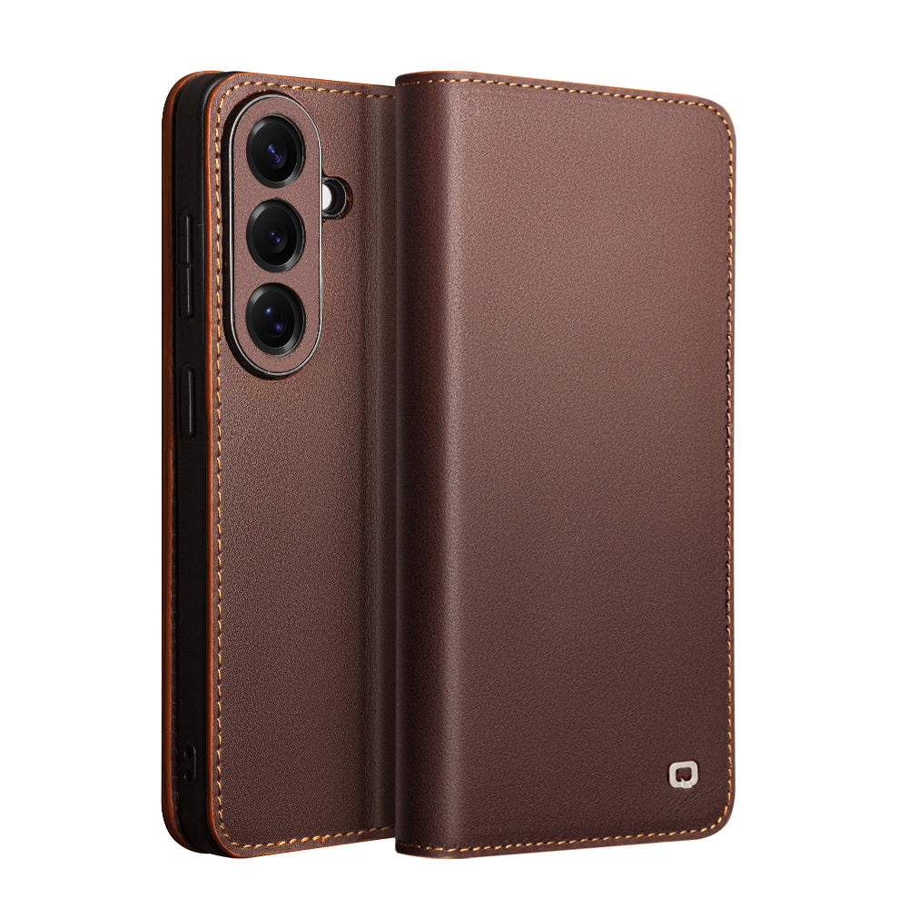 Business Style Fashion Genuine Leather Phone Case  With Card Slots For Samsung S26 S25