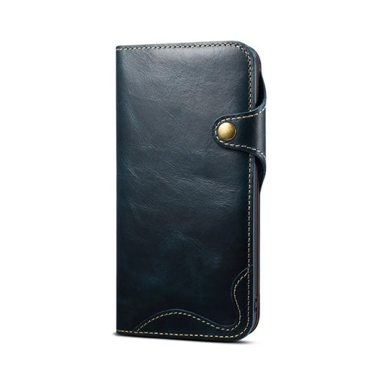 Real Cowhide Leather Texture Flip Wallet Phone Case For iPhone
