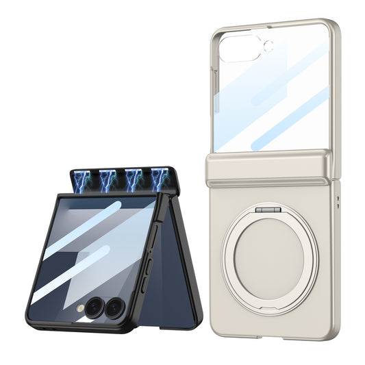 Rotation Ring Holder Case Ultra-thin With Spring Hinge Thin Magnetic Protective Film For Samsung Galaxy Z Flip 7