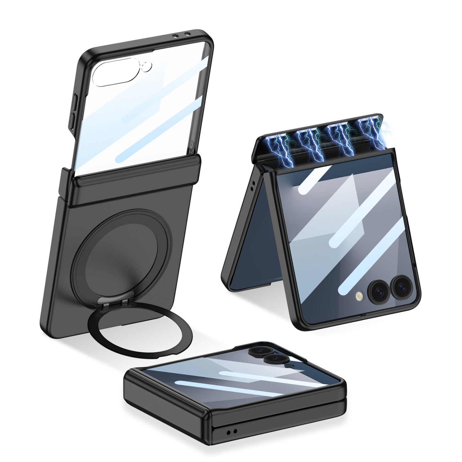 Rotation Ring Holder Case Ultra-thin With Spring Hinge Thin Magnetic Protective Film For Samsung Galaxy Z Flip 7