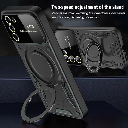 Magsafe Magnetic Adsorption Phone Case Hard Metal Rotating Ring Car Holder For Samsung S23