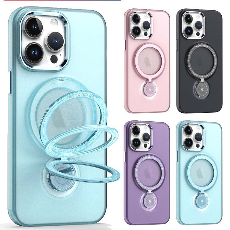 Multifunction Magnetic Wireless Charge Case With 360 Rotation Stand For iPhone 14 13 Pro Max Plus For Magsafe TPU PC Metal Stand Cover Skin