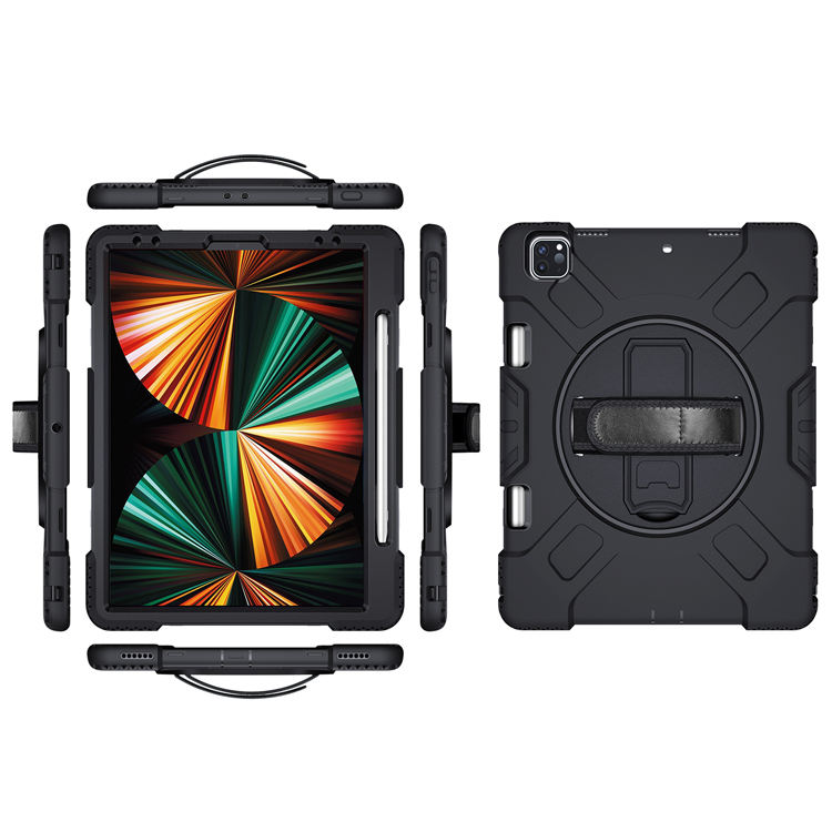 Shockproof Hard Case with 360 Rotating Disc and Armored Case with Hand Strap For iPad Pro