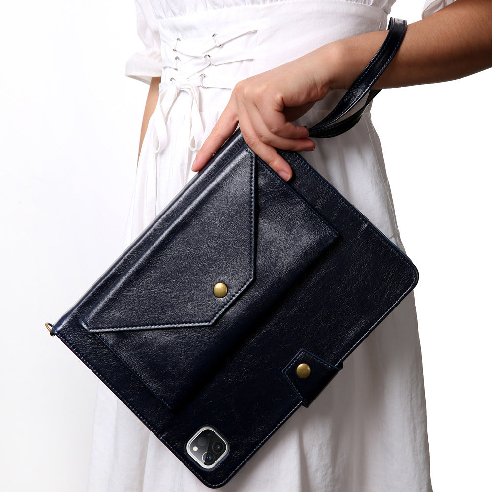 Shoulder Strap Wallet Pocket PU Leather Pad Case With Pencil Holder And Card Slots For iPad
