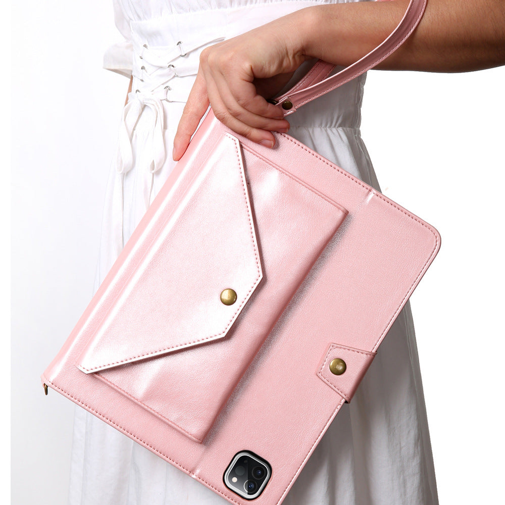Shoulder Strap Wallet Pocket PU Leather Pad Case With Pencil Holder And Card Slots For iPad