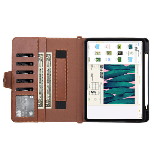 Shoulder Strap Wallet Pocket PU Leather Pad Case With Pencil Holder And Card Slots For iPad