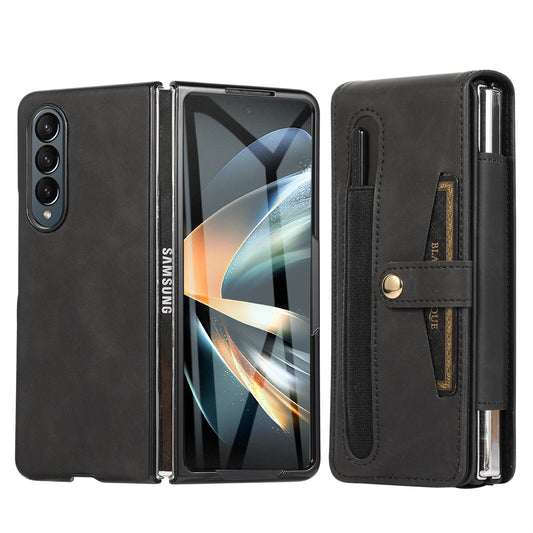 Magnetic Snap Clip Split Leather Card Phone Case With Pen With Film For Samsung Galaxy Z Fold 4 5