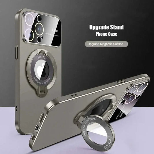 Magnetic Bracket Matte Phone Case With Lens Protection For IPhone