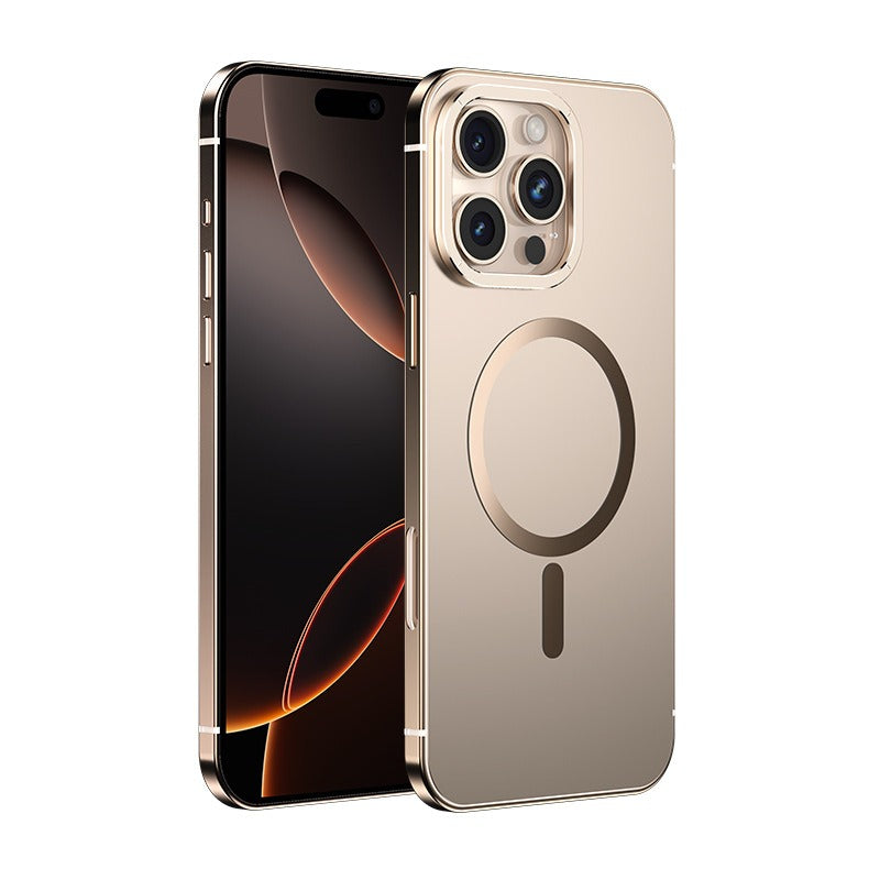 Titanium Stainless Steel Frame Magnetic Frosting Phone Case For iPhone