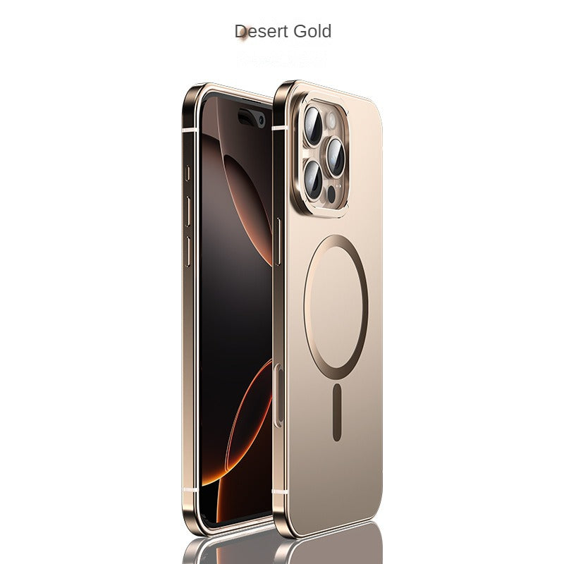 Titanium Stainless Steel Frame Magnetic Frosting Phone Case For iPhone