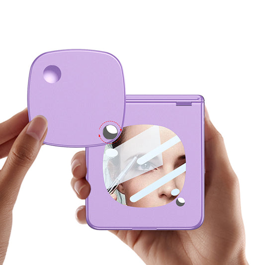 Trendy Dopamine Skin Feel PC Phone Case with Makeup Mirror Glass Screen Protect For Samsung Galaxy Z Flip 7 6