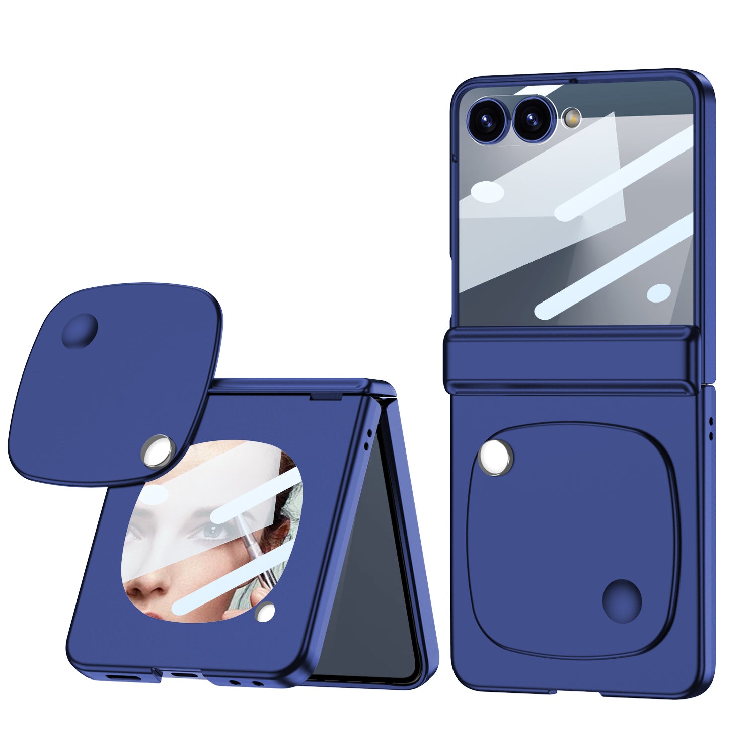 Trendy Dopamine Skin Feel PC Phone Case with Makeup Mirror Glass Screen Protect For Samsung Galaxy Z Flip 7 6