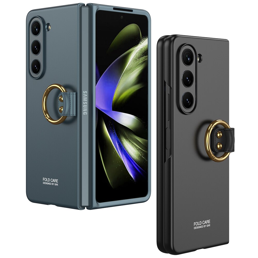 Ultra-thin Matte Hard PC Phone Case with Ring Holder For Samsung Galaxy Z Fold 5