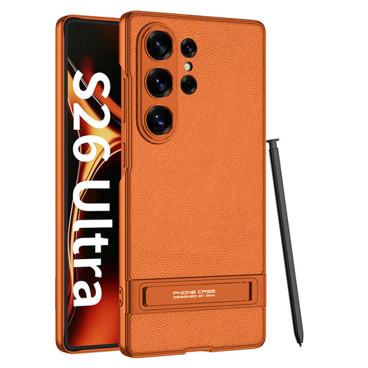 Ultra-thin PU Leather Phone Case With Aluminum Alloy Bracket For Samsung S26