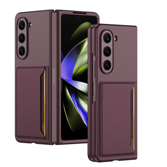 Ultra Slim Soft Leather Case With Card Slot Stand Function Folding Phone Case For Samsung Galaxy Z Fold 5