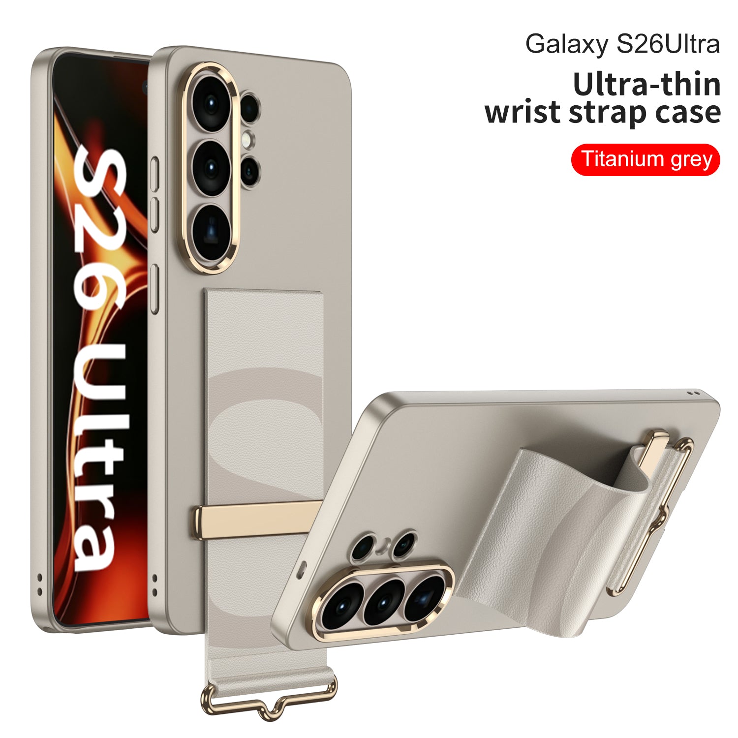 UltraThin Wrist Strap Leather Stand Phone Case For Galaxy S26 S25