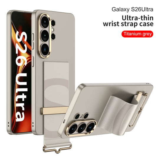 UltraThin Wrist Strap Leather Stand Phone Case For Galaxy S26 S25