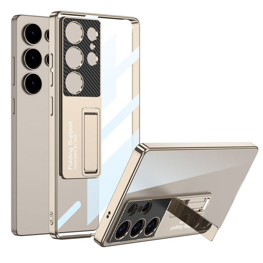 Ultra Thin Electroplated Phantom Clear Phone Case With Kickstand For Samsung Galaxy S25 Ultra