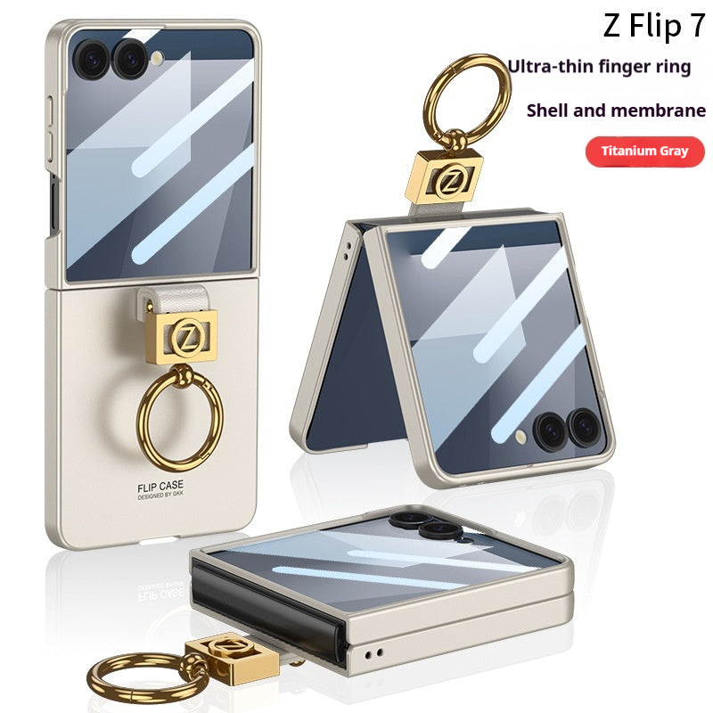 Ultra Thin Shell Membrane Integrated Cases With Exclusive Ring Phone Case For Samsung Galaxy Z Flip 7