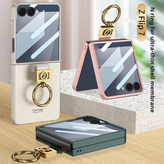 Ultra Thin Shell Membrane Integrated Cases With Exclusive Ring Phone Case For Samsung Galaxy Z Flip 7