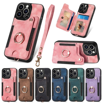 Magnetic Flip Leather Phone Case With Wallet Multi Card Slot Ring Holder For iPhone