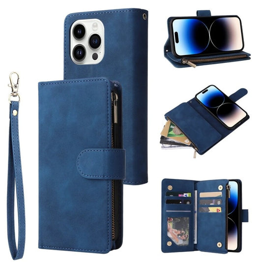Wallet Multi Card Zipper Magnetic Flip Leather Case For iPhone
