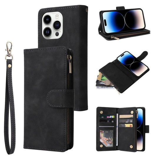 Wallet Multi Card Zipper Magnetic Flip Leather Case For iPhone