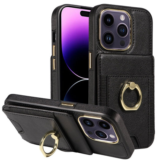 Wallet Phone Case with Card Holder & Ring Stand For iPhone