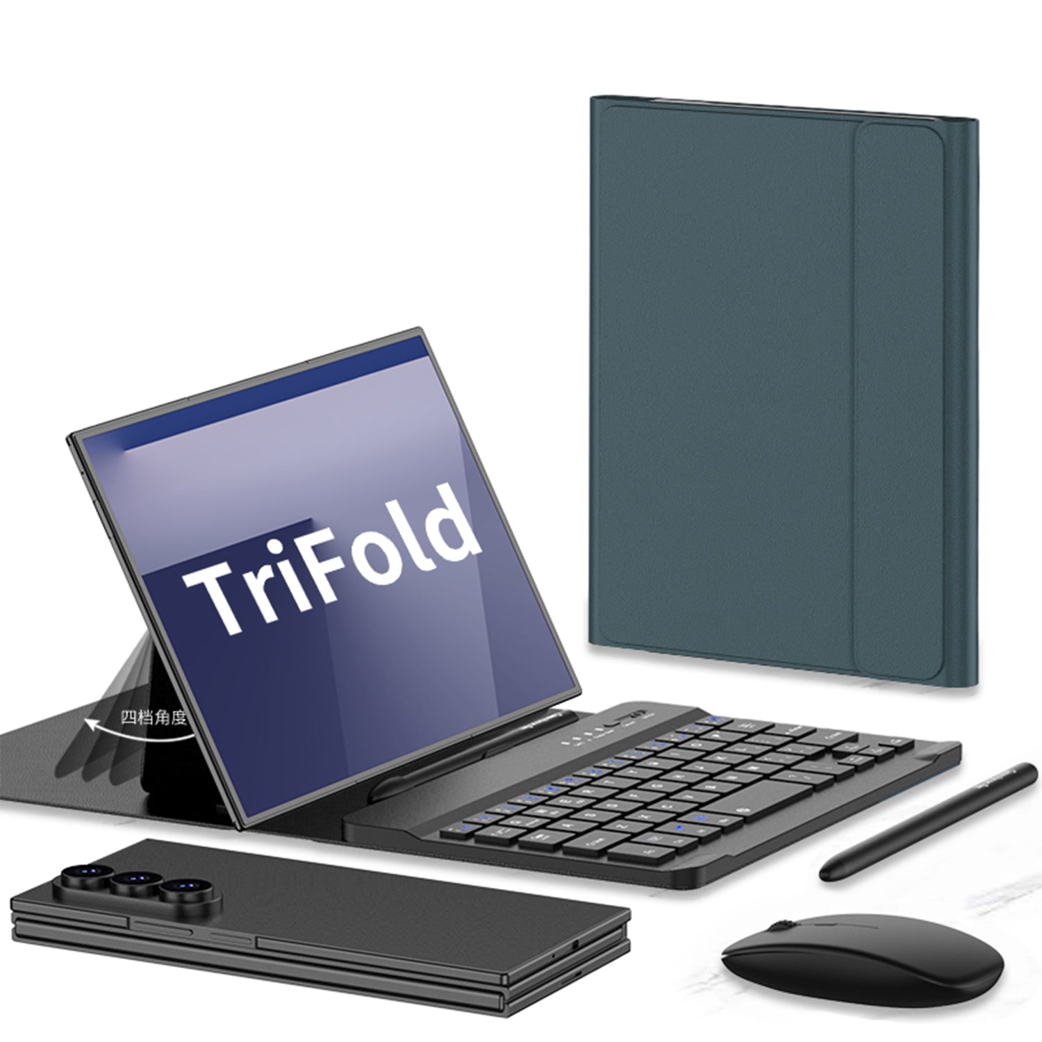Magnetic Wireless Folding Flip Leather Keyboard and Mouse Case With Pen For Samsung Galaxy Z TriFold