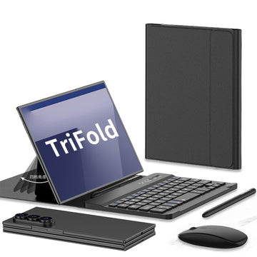 Magnetic Wireless Folding Flip Leather Keyboard and Mouse Case With Pen For Samsung Galaxy Z TriFold