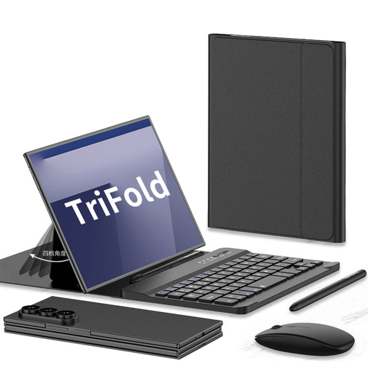 Magnetic Wireless Folding Flip Leather Keyboard and Mouse Case With Pen For Samsung Galaxy Z TriFold