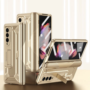 With Hing Protection Anti-Knock Portable Stand Holder Phone Case With Glass Film For Samsung Galaxy Z Fold 5 4