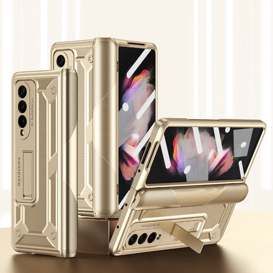 With Hing Portable Stand Holder Phone Case With Glass Film For Samsung Galaxy Z Fold 5 4