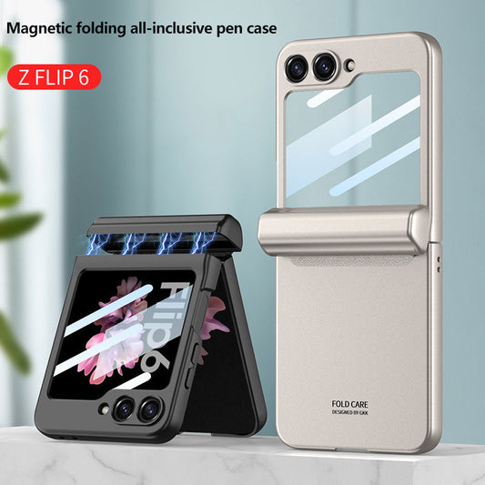 With S Pen Holder Hinge Magnetic Case For Samsung Galaxy Z Flip 6