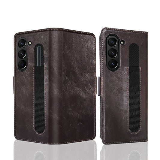 With S Pen Slot Magnetic Leather Phone Case With Card Slot For Samsung Galaxy Z Fold5