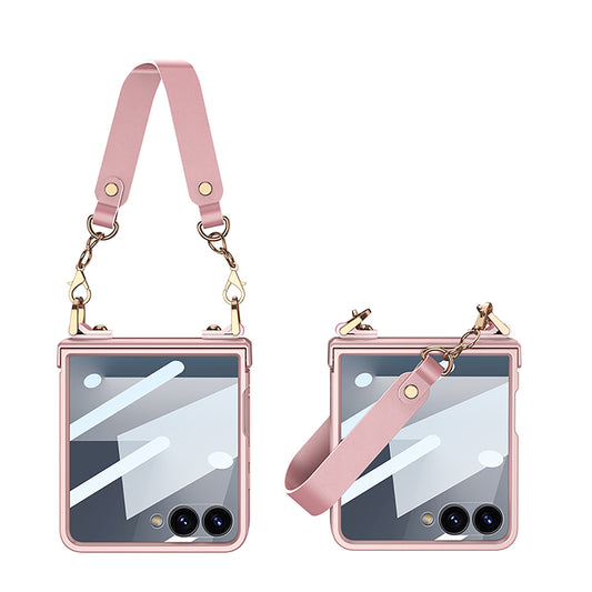 Wrist Strap Hinge Phone Case With  Shell Film Screen  For Samsung Galaxy Flip 7
