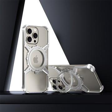 X-shaped Mechanical Gear Aluminium Magnetic Frameless Noctilucent Phone Case for iPhone